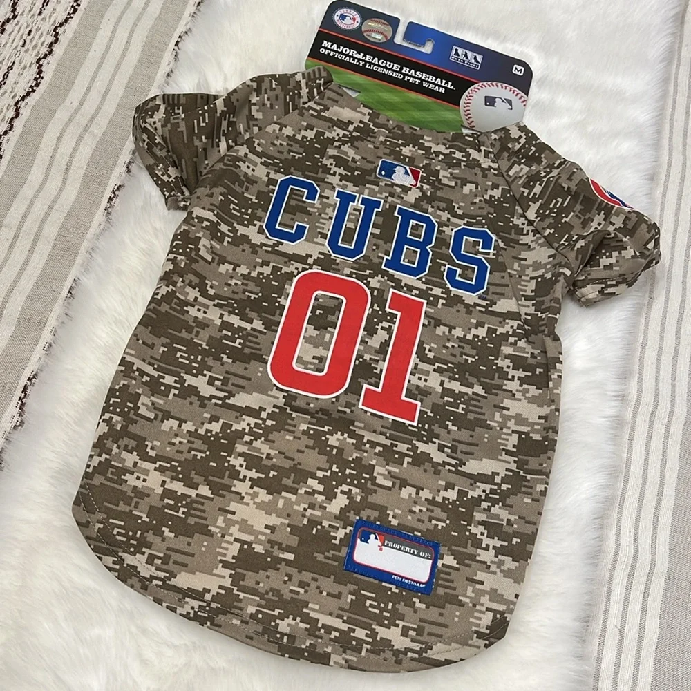 NWT MLB Chicago Cubs Pet Camo Jersey Medium 14”-18”